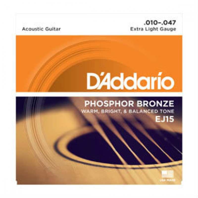 3 Sets of D'Addario EJ15 Phosphor Bronze Acoustic Guitar Strings 10-47