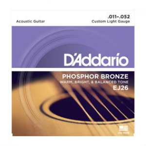 3 Sets of D'Addario EJ26 Phosphor Bronze Acoustic Guitar Strings 11-52