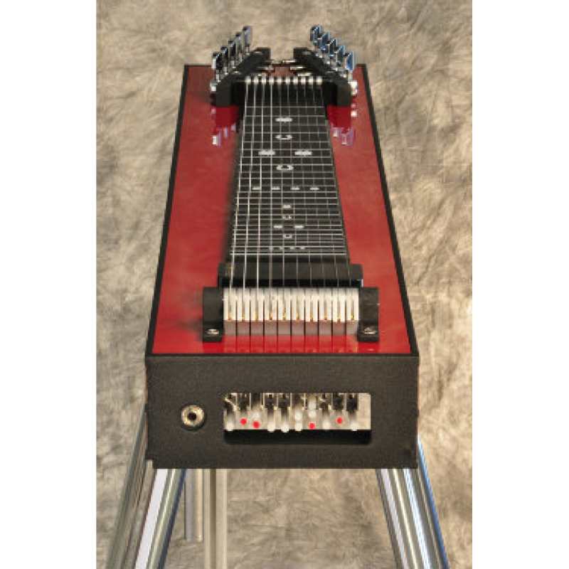 Red GFI S10SM+ Student 3x4 Model Single Neck 10-string Pedal Steel Guitar with 3 Pedals, 4 Knee Levers, and Hardcase - Made in USA - Image 2