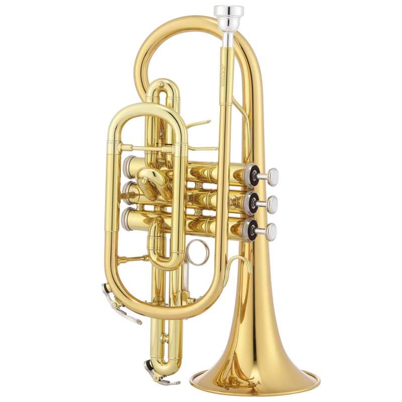 Jupiter JCR-700RQ Bb Cornet in Lacquer Finish with  Softcase & Mouthpiece [student model ‘shepherd’s crook’ short bell brass band model JCR700RQ] - Image 2