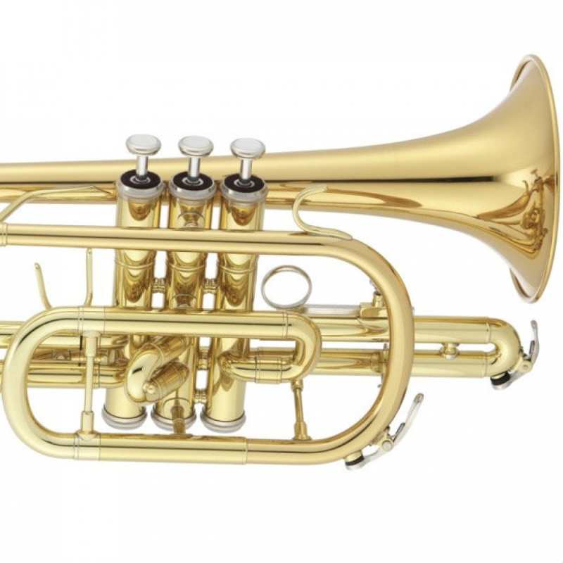 Jupiter JCR-700RQ Bb Cornet in Lacquer Finish with  Softcase & Mouthpiece [student model ‘shepherd’s crook’ short bell brass band model JCR700RQ] - Image 3
