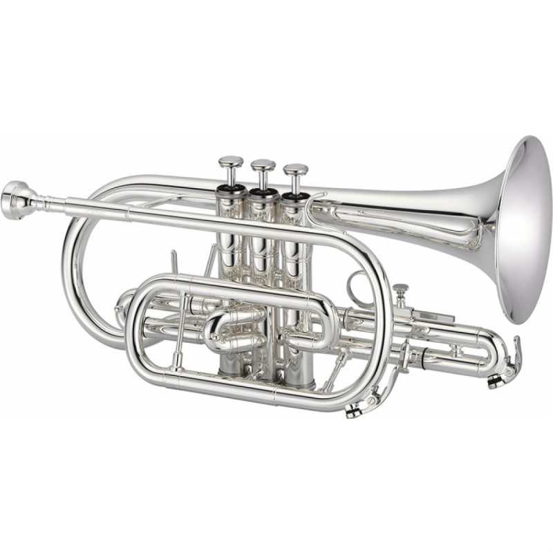 Jupiter JCR-700SQ Bb Cornet in Silver Plated Finish with Backpack Softcase & Mouthpiece [student model ‘shepherd’s crook’ short bell brass band model JCR700SQ] - Image 2