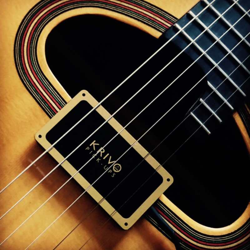 Krivo Micro Manouche Humbucker Pickup (Black & Gold) For Gypsy/Jazz Guitars - Image 4