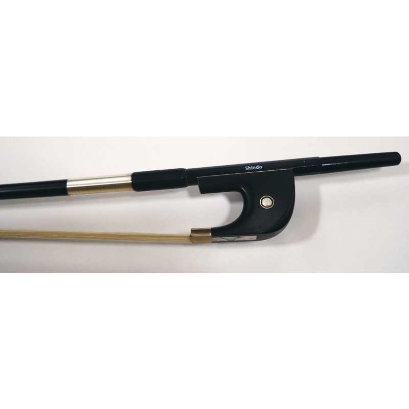 Shindo 200 Series Plain Carbon German Style 3/4 Size Double Bass Bow with Round Stick (CBG.200.PC.R.34) - Image 4