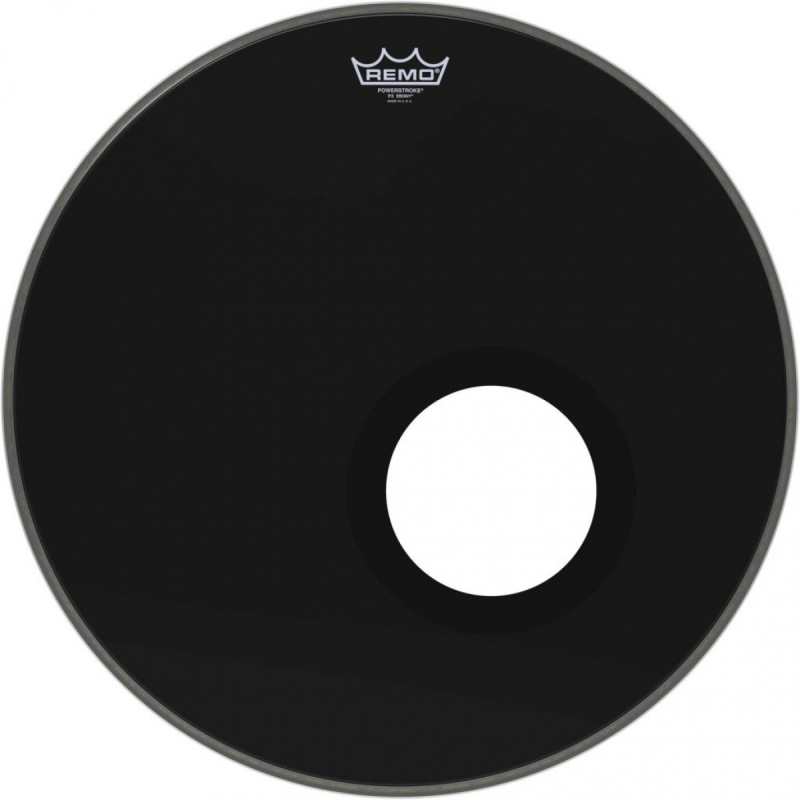 Remo Powerstroke 3, 20" Ebony Bass Drum Head W/ Fixed DynamO Ring (P31020ESDM)
