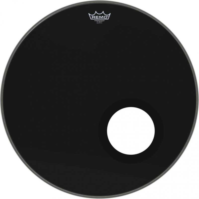 Remo Powerstroke 3, 22" Ebony Bass Drum Head W/ Fixed DynamO Ring (P31022ESDM)