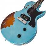Vintage V120 ICON Electric Guitar, Distressed Gun Hill Blue Over Sunburst