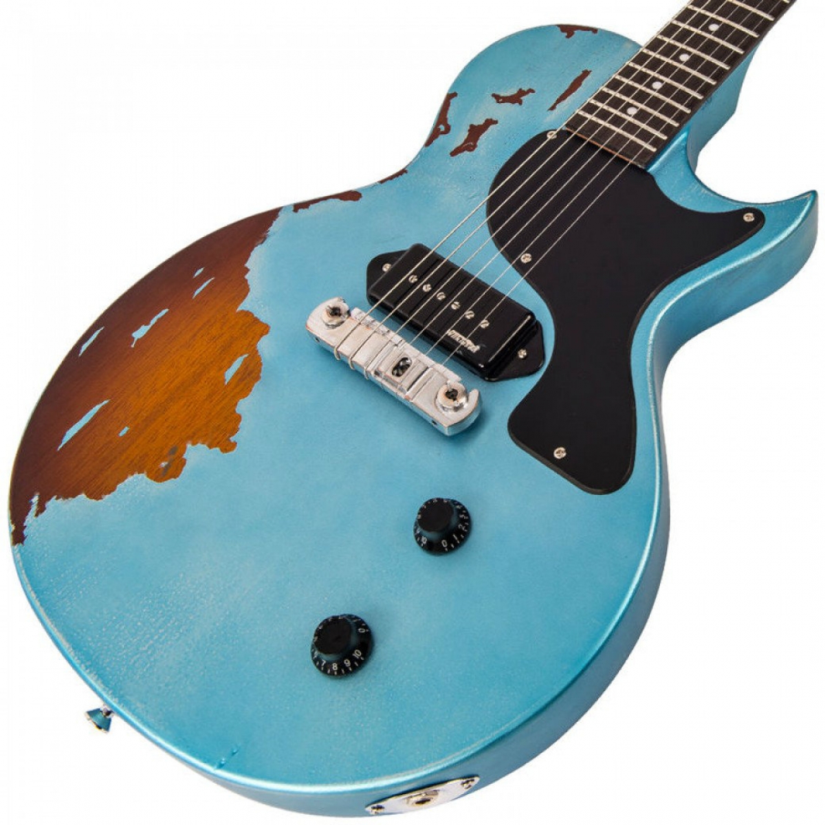 Vintage V120 ICON Electric Guitar Distressed Gun Hill Blue Over