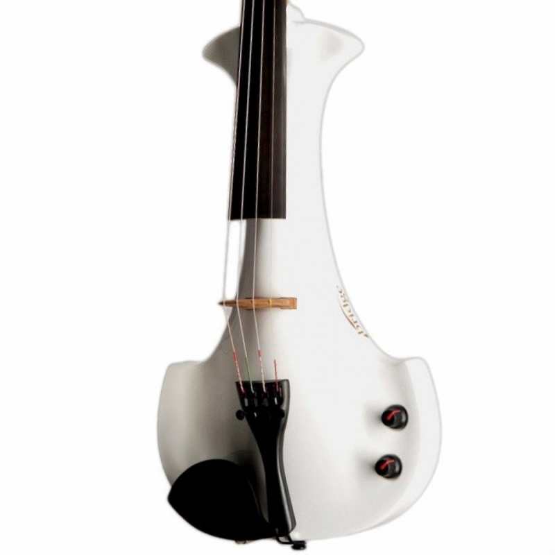 Bridge Aquila 4-String Electric Violin in White with Hard Case & Carbon Bow