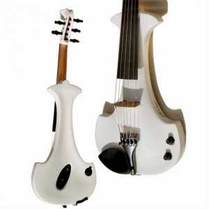 Bridge Lyra 5-String Electric Violin In White With Carbon Bow & Hard Oblong Case
