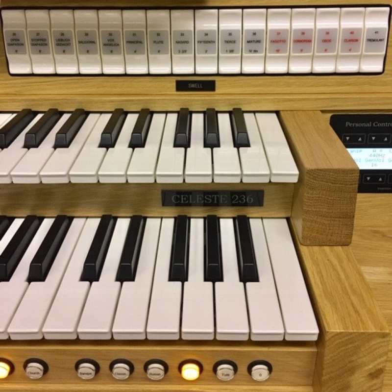 Content Celeste 236 Standard UK Specification 2-manual Digital Classical Organ with 30-note Radiating Concave Pedalboard and Bench in Light Oak - Image 7