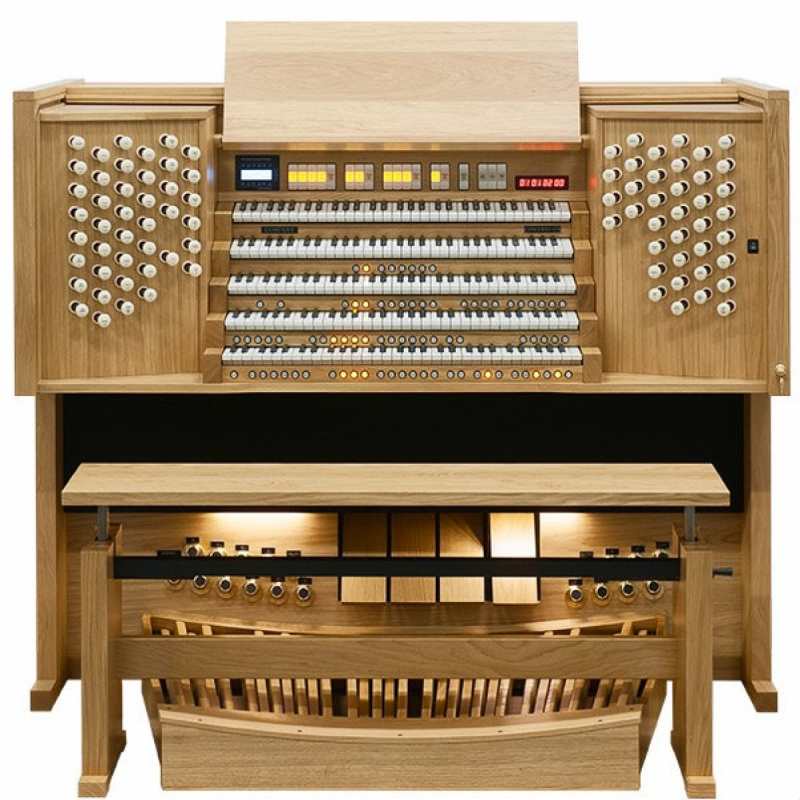 Content Concerto 576 5-Manual Organ with 32-note Radiating Concave Pedalboard & Adjustable Bench