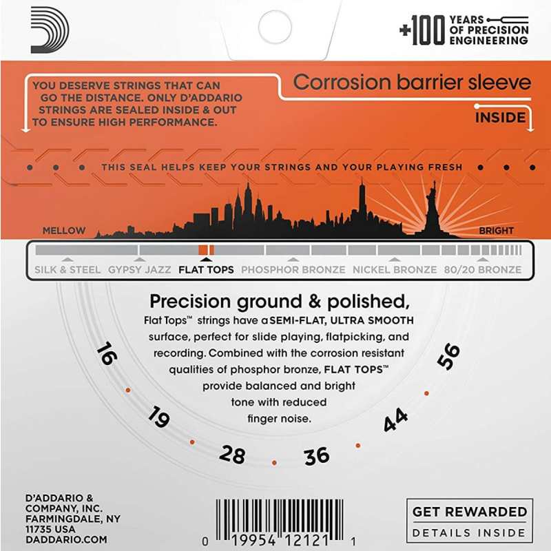 D'Addario EFT13 Flat Tops Resophonic Guitar Strings (Medium Gauge, Phosphor Bronze) - Image 2