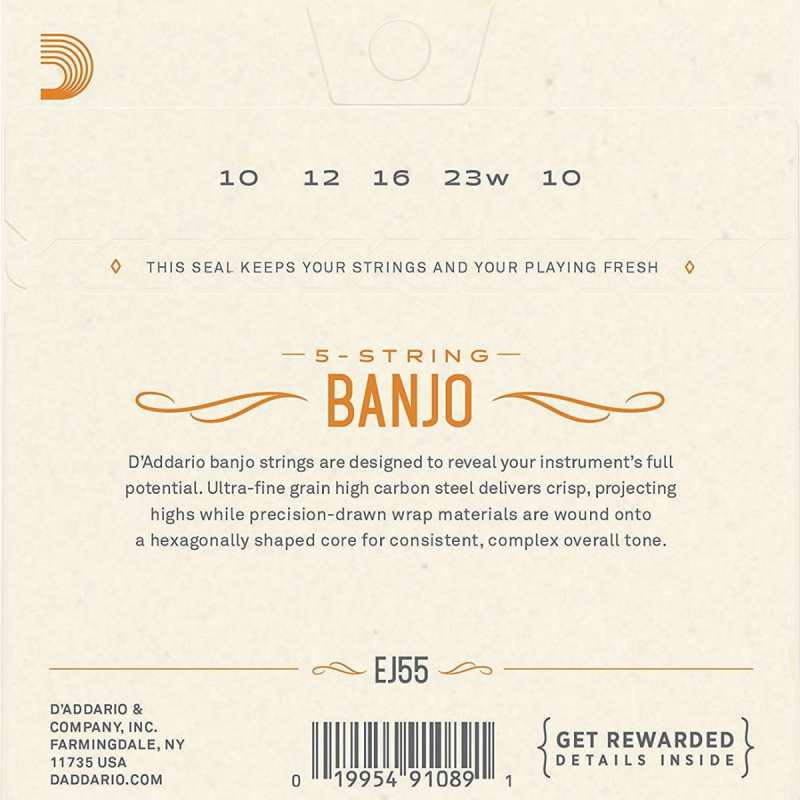 D'Addario EJ55 Banjo Strings (Medium Tension, Loop End) - Image 2