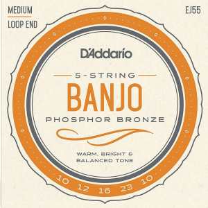 D'Addario EJ55 Banjo Strings (Medium Tension, Loop End)