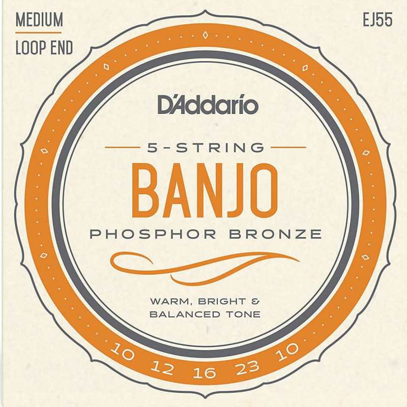 D'Addario EJ55 Banjo Strings (Medium Tension, Loop End)