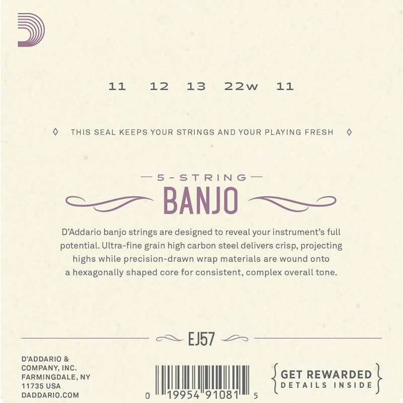 D'Addario EJ57 Banjo Strings (Custom Medium Tension, Loop End) - Image 2
