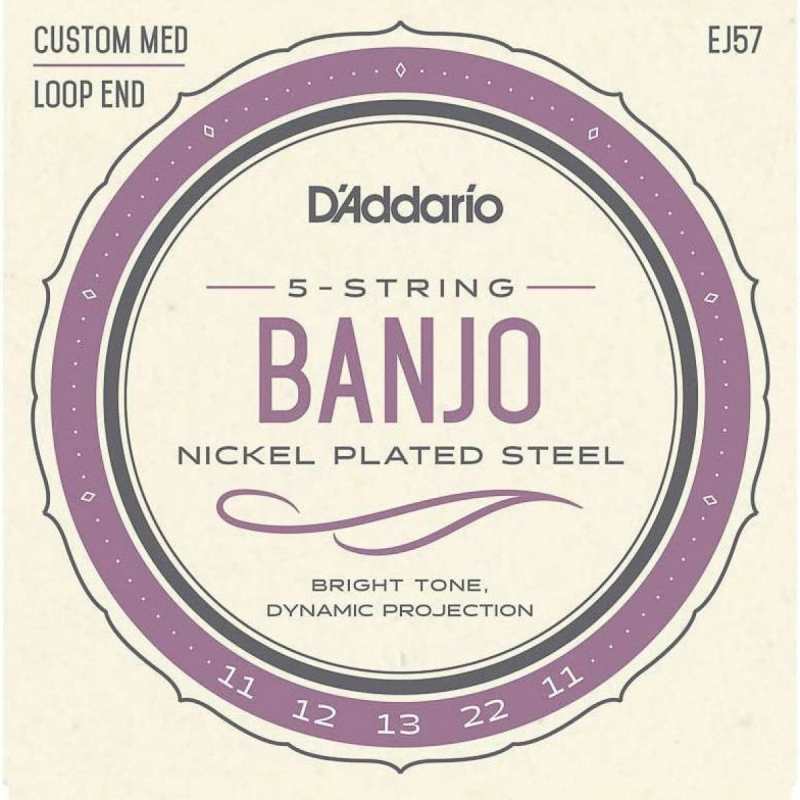 D'Addario EJ57 Banjo Strings (Custom Medium Tension, Loop End)
