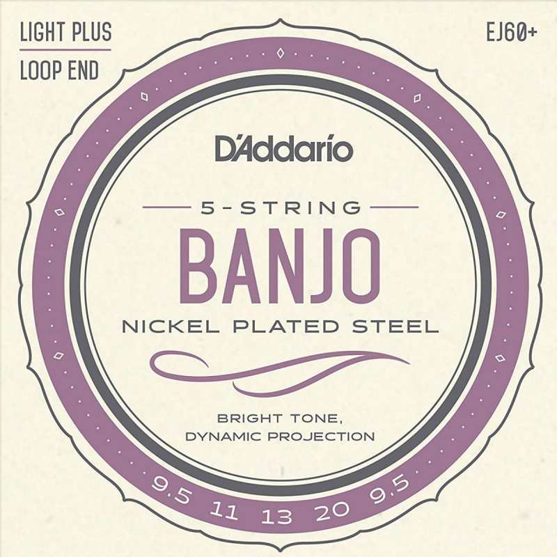 D'Addario EJ60+ Banjo Strings (Light Plus Tension, Loop End)