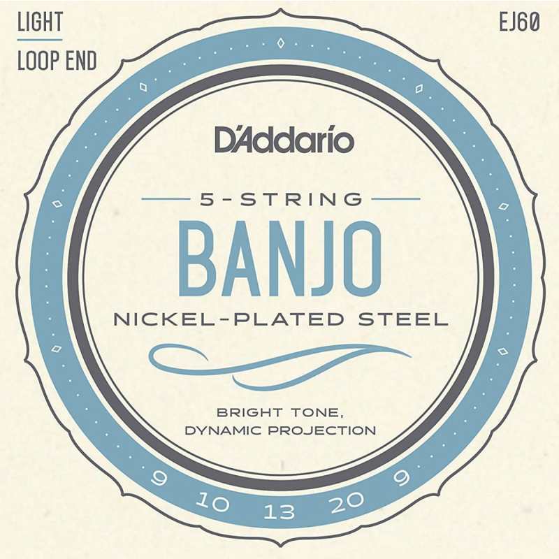 D'Addario EJ60 Banjo Strings (Light Tension, Loop End)