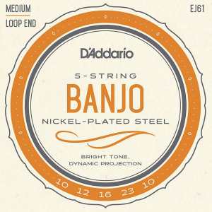 D'Addario EJ61 Banjo Strings (Medium Tension, Loop End)