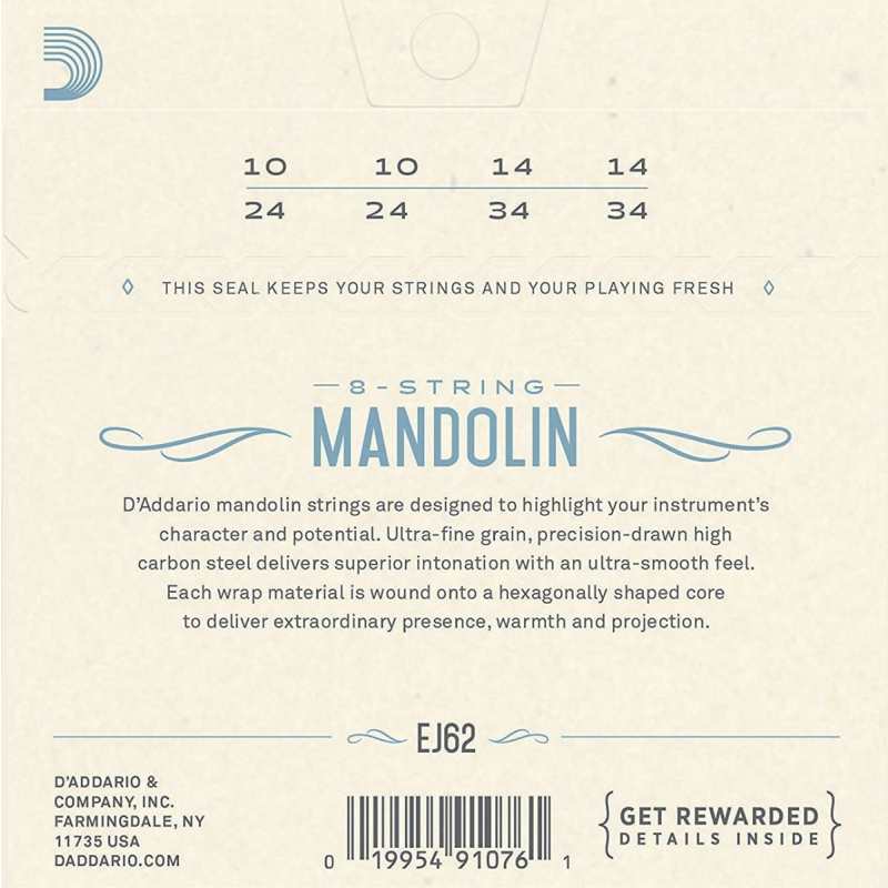 D'Addario EJ62 Mandolin Strings (Light Tension, Loop End) - Image 2