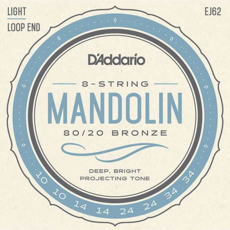 D'Addario EJ62 Mandolin Strings (Light Tension, Loop End)