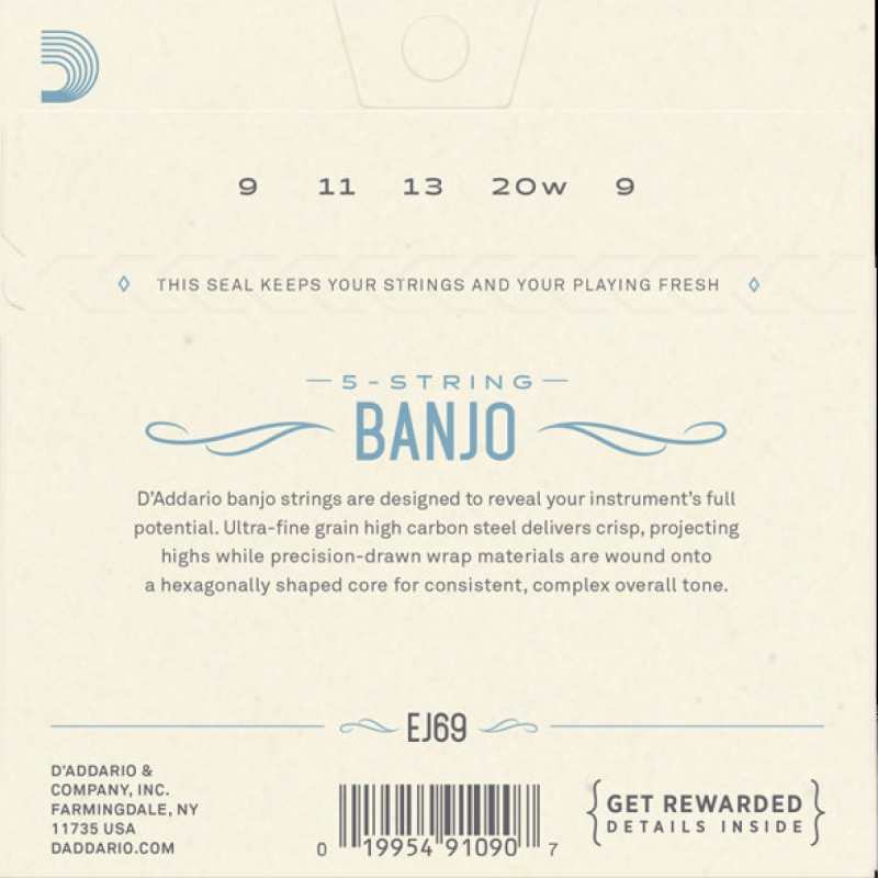 D'Addario EJ69 Banjo Strings (Light Tension, Loop End) - Image 2