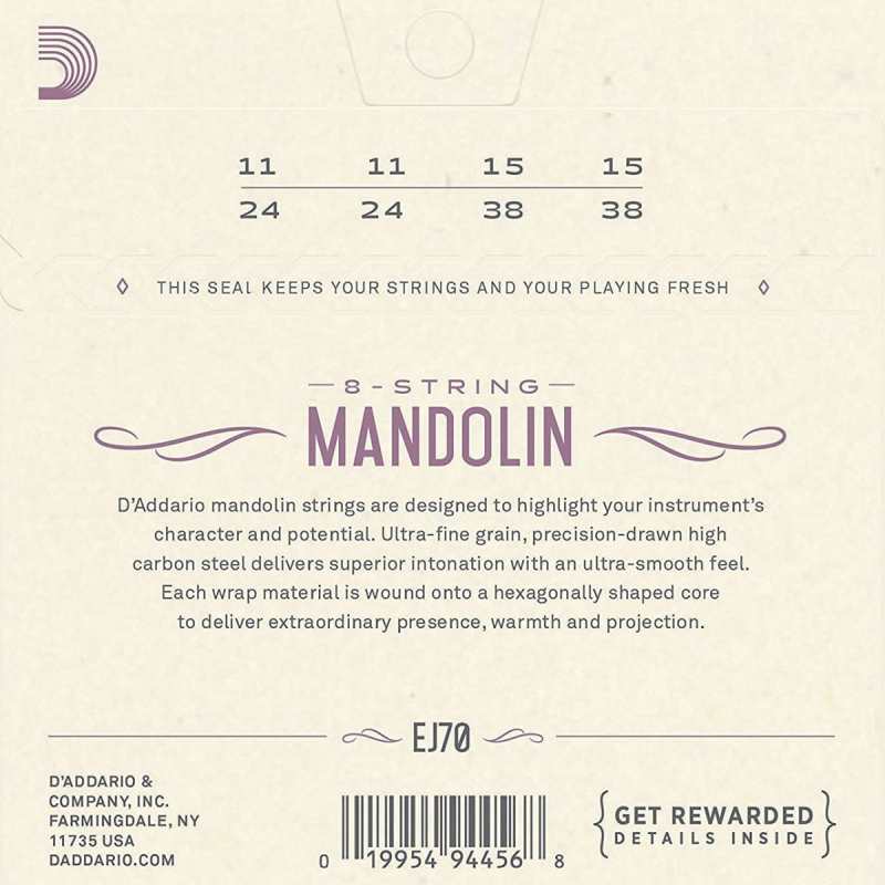 D'Addario EJ70 Mandolin Strings (Med/Light Tension, Ball End) - Image 2