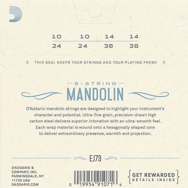 D'Addario EJ73 Mandolin Strings (Light Tension, Loop End) - Image 2