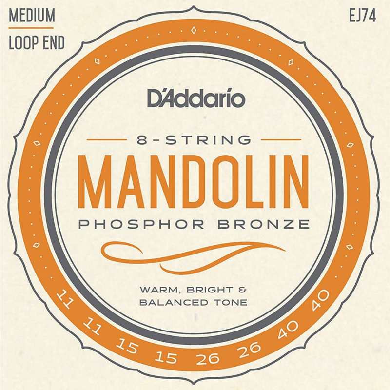 D'Addario EJ74 8 String Mandolin Set (Medium Tension, Loop End)