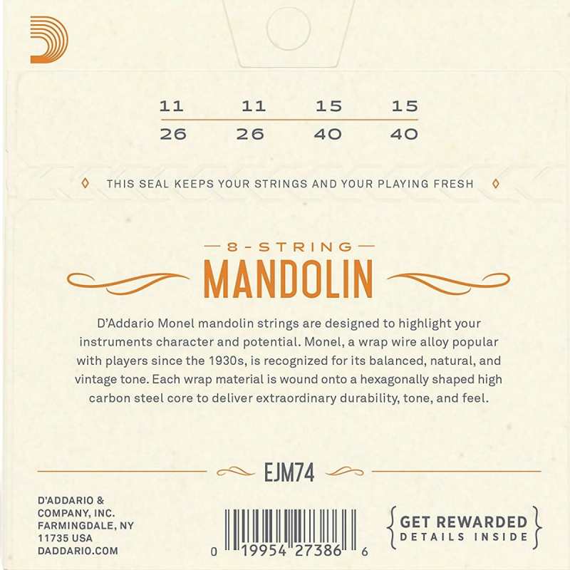 D'Addario EJM74 Mandolin Strings (Medium Tension, Loop End) - Image 2