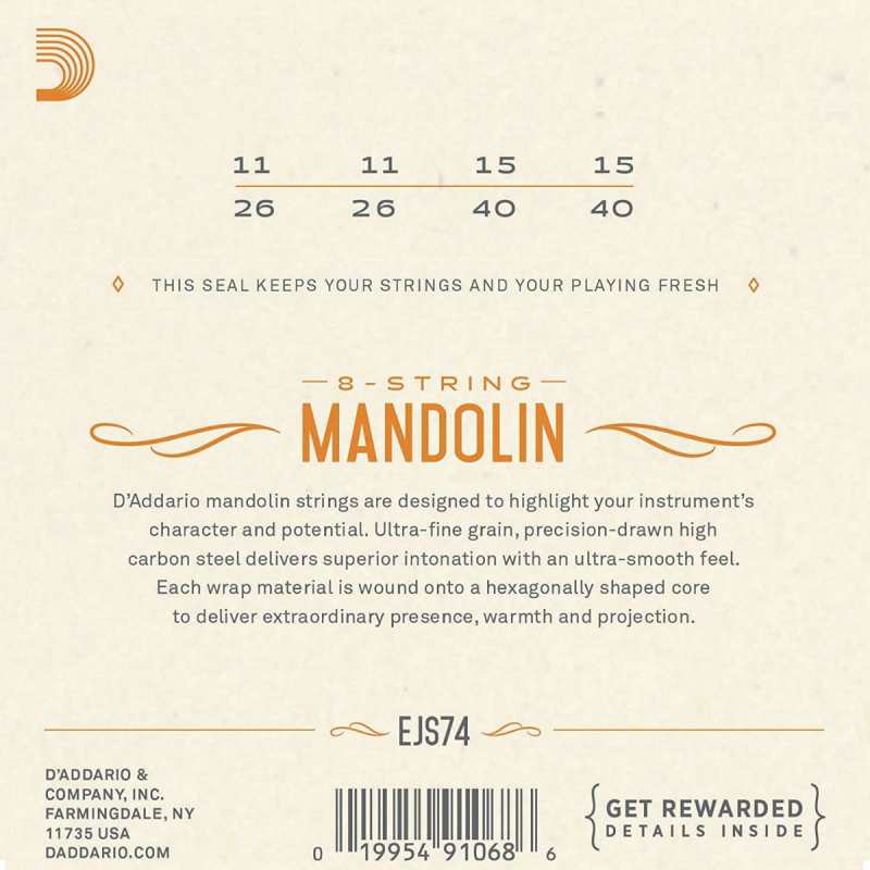 D'Addario EJS74 Mandolin Strings (Medium Tension, Loop End) - Image 2