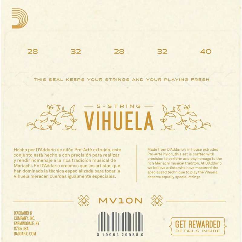 D'Addario MV10N Vihuela Strings (5 String, Normal Tension Set) - Image 2