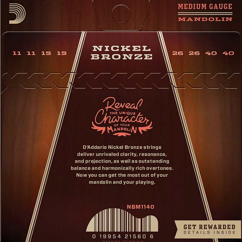D'Addario NBM1140 Nickel Bronze Mandolin Strings (Medium Tension, Loop End) - Image 2
