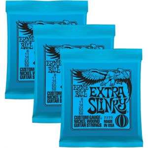 3 Sets of Ernie Ball 2225 Extra Slinky Electric Guitar Strings 8-38