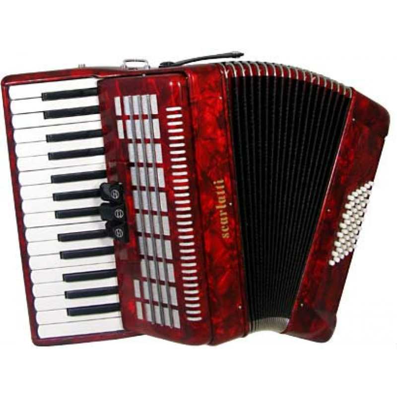 Scarlatti 48 Bass Accordion in Red Pearl Finish with Case & Straps (GR41003R)