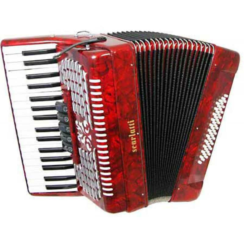 Scarlatti 48 Bass Accordion in Red Pearl With Bag & Straps (GR41004R)