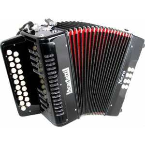 Scarlatti D/G Nero 2-Row Diatonic Melodeon Inc Czech Durall Reeds & Bag GR42005