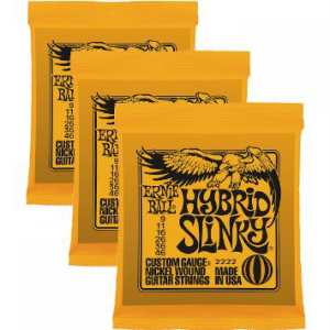 3 Sets of Ernie Ball 2222 Hybrid Slinky Electric Guitar Strings 9-46