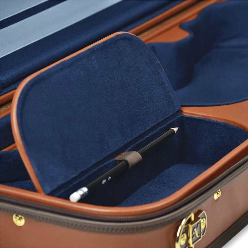 Negri Diplomat Violin Case with Cognac Brown Leather & Blue Interier (VC425-4/4) - Image 2