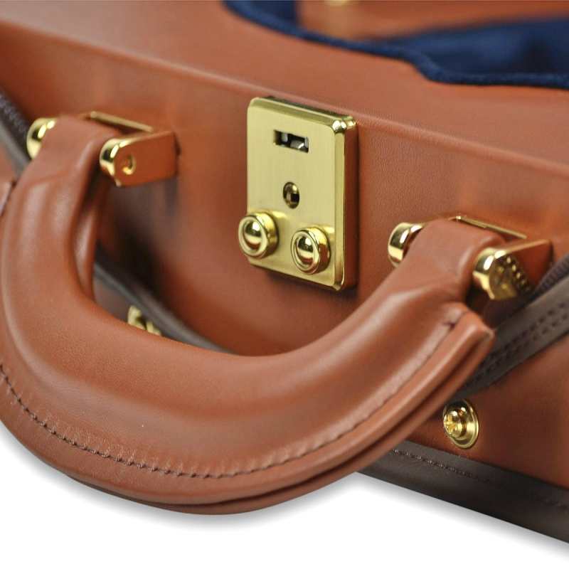 Negri Diplomat Violin Case with Cognac Brown Leather & Blue Interier (VC425-4/4) - Image 7