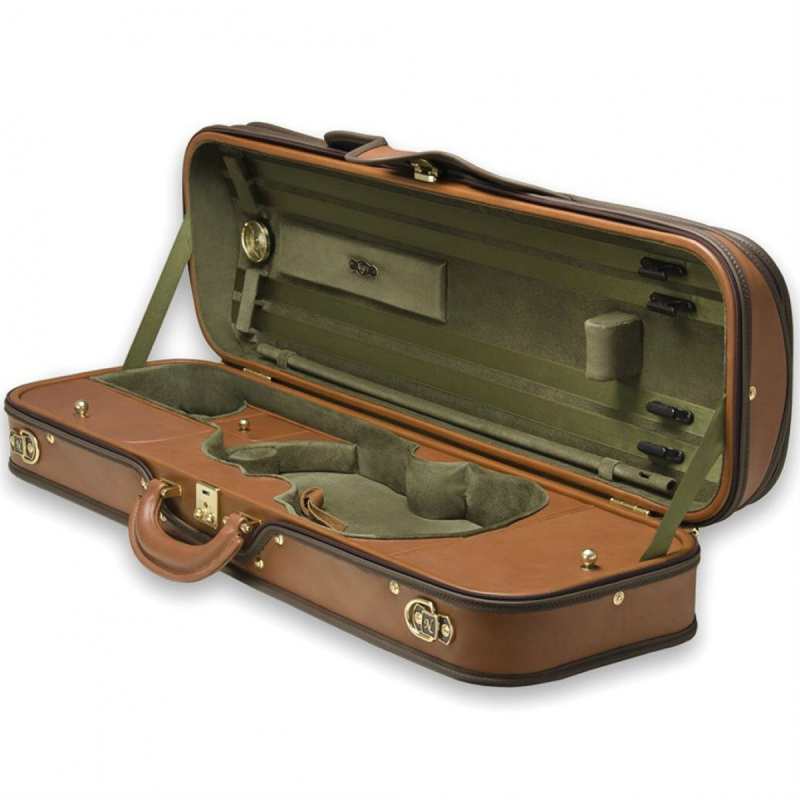 Negri Diplomat Violin Case with Cognac Brown Leather & Olive Interier (VC425-4/4)