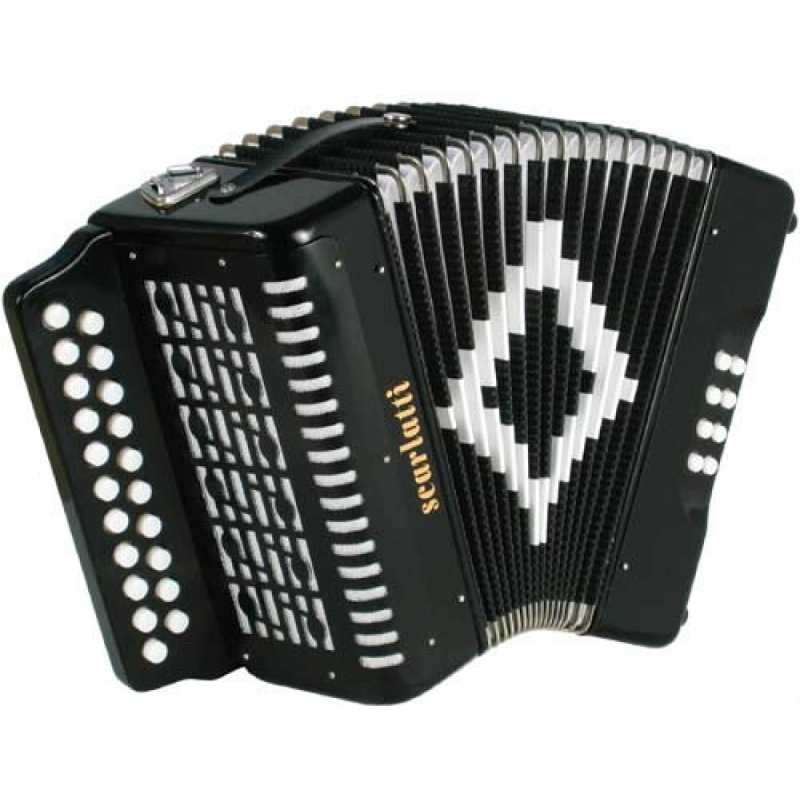 Scarlatti D/G 2-Row Diatonic Melodeon in Black with Strap & Case (GR42002)