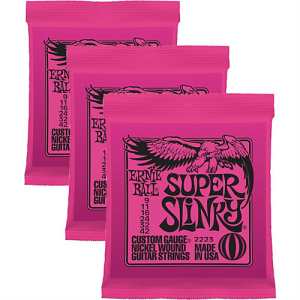 3 Sets of Ernie Ball 2223 Super Slinky Electric Guitar Strings 9-42