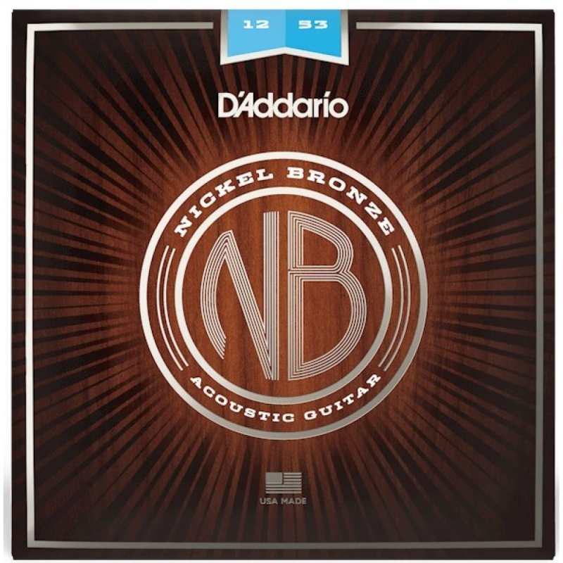 D'addario NB1253 Nickel Bronze Acoustic Guitar Strings 12-53