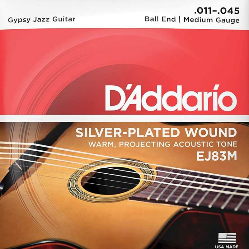 D’Addario EJ83M Gypsy Jazz Guitar Strings (Ball End, Medium Tension)