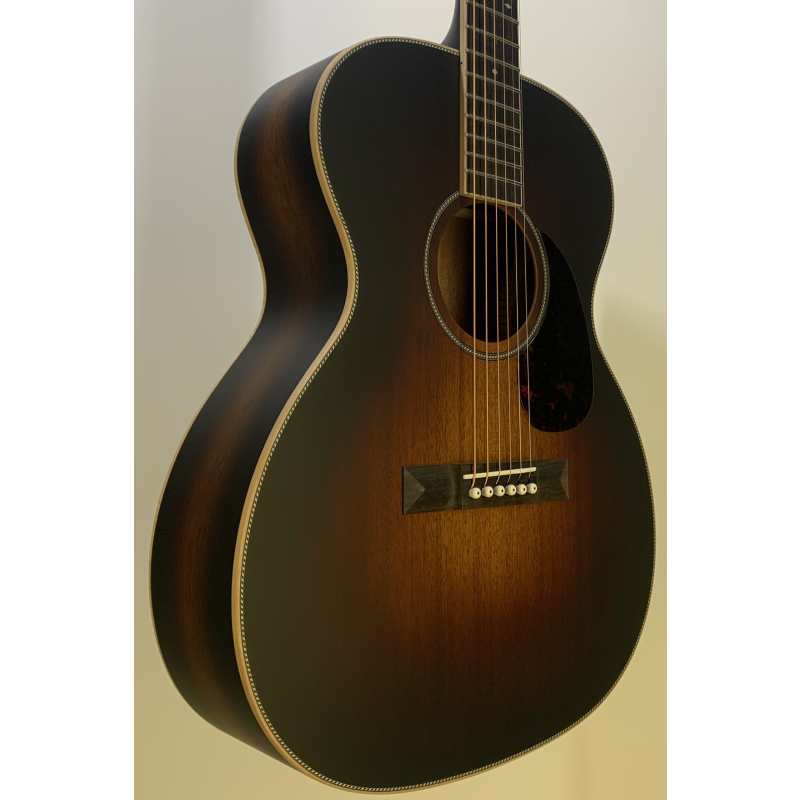 Larrivee OM40 Mahogany Acoustic Guitar with Pyramid Bridge in Vintage Burst with Hard Case - Image 3