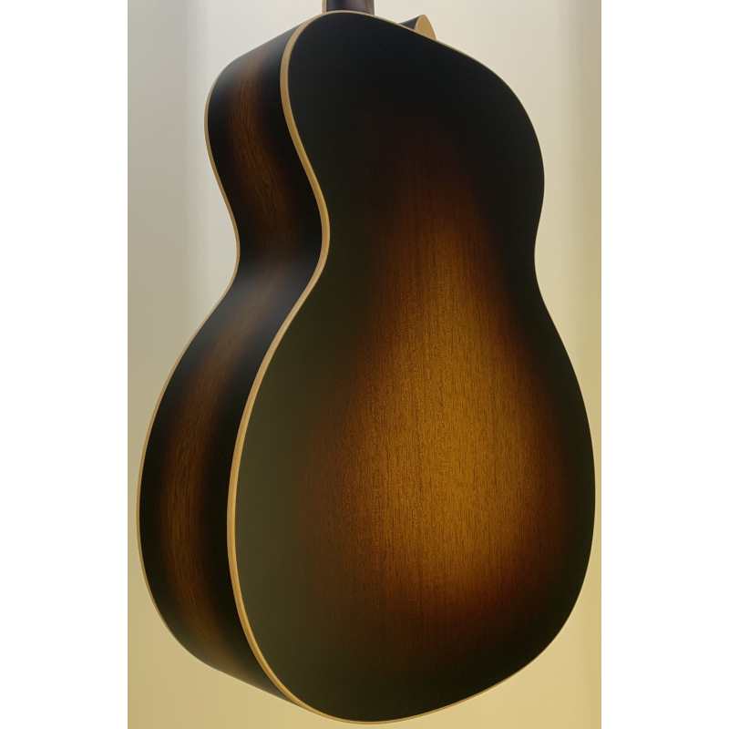 Larrivee OM40 Mahogany Acoustic Guitar with Pyramid Bridge in Vintage Burst with Hard Case - Image 4