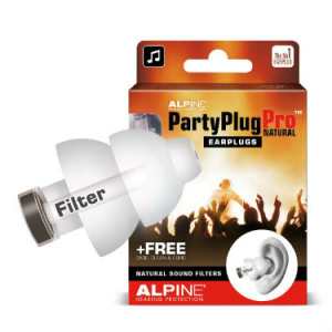 Alpine PartyPlug Pro Natural Ear Plugs - For Festival, Concert & Party-Goers